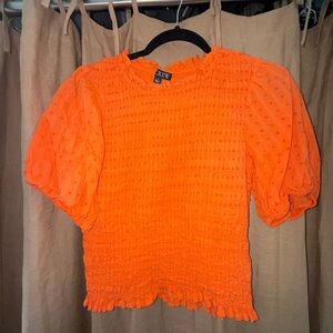 J.Crew Bright Orange Smocked Top